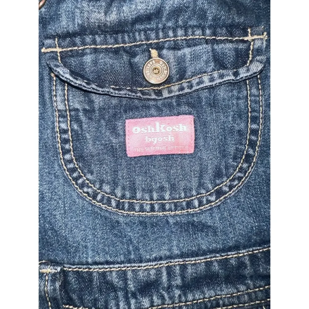 OshKosh B'gosh Y2K denim overall denim jean vestbek dress pink size girls 4